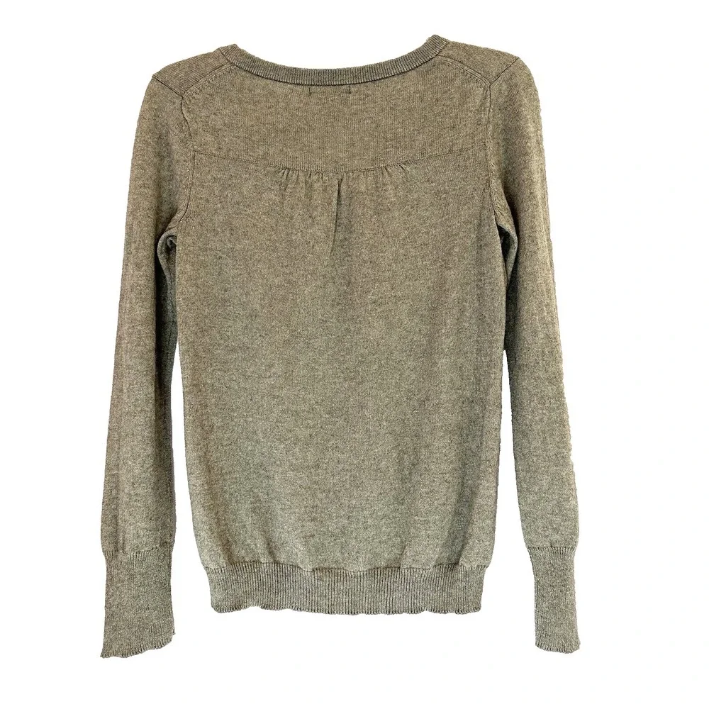 GAP Sweater Women's XS  Brown V Neck Cashmere Blend Oatmeal Pullover Lightweight